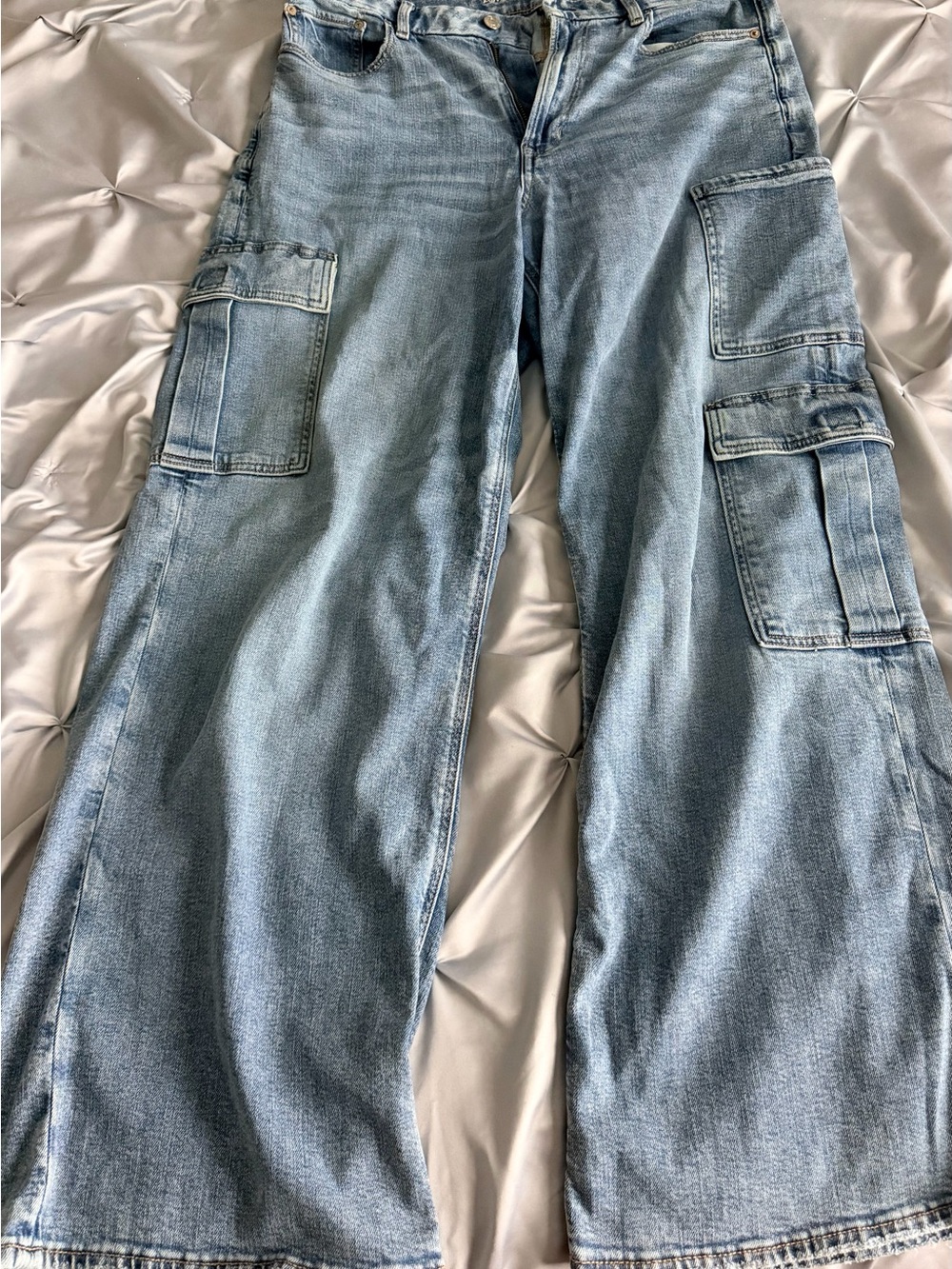 American Eagle Outfitters Light Wash Cargo Track Pants